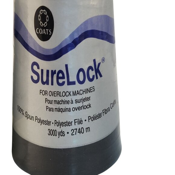 Coats SureLock Overlock Sewing Thread 3000 Yds Polyester Black & Bone Colors - Picture 7 of 8